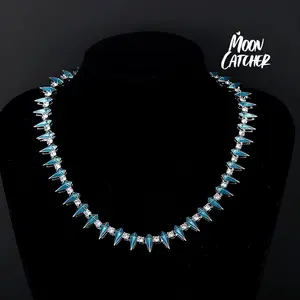 Movie Style Hip-Hop Necklace Colorful Oil Drop Inlaid Diamond Tennis Chain Alloy Men's Nightclub Trend Necklace birthday gift Gold Plated Cuban Chain Cross Necklace Rhinestone Decorated Jewelry Fashion Accessory