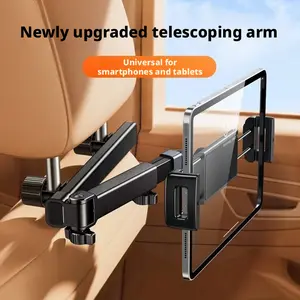 Retractable and Adjustable Car Rear-Seat Tablet & Phone Holder — Mounts to Rear Headrest