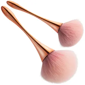 Makeup Brushes 2 Pcs Large and Small Soft Bronzer Powder Brush for Coverage, Loose Blending, Buffing, and Nail Foundation with Durable Slim Handle