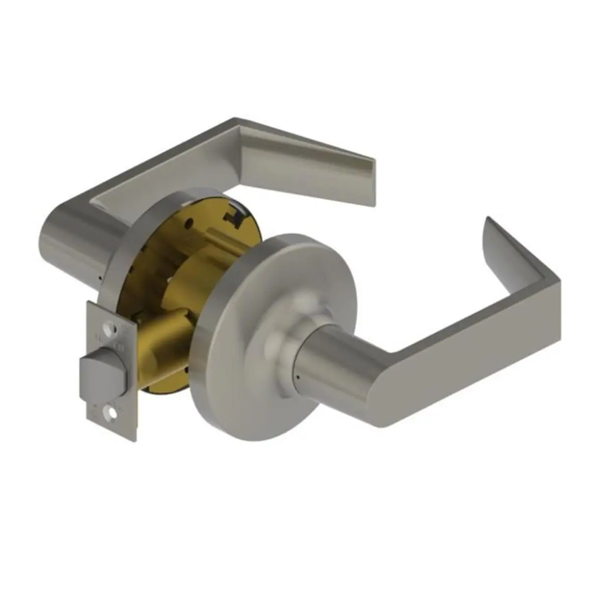212 MAIN Hager Withnell Lever Passage Cylindrical Door Hardware Lock - No. 012525 Satin Chrome, Asa Strike, Extra Heavy-Duty, Wrought Brass Lever Handle, Personal, Backset 2-3/4" Default, Outdoor Compatible