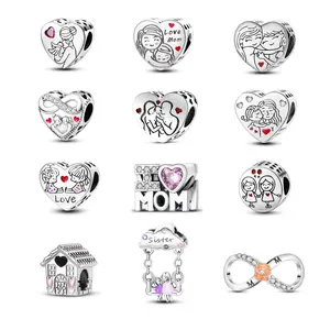 MULA 925 Sterling Silver and Silver Plated Family and Friendship Beads | Heart and Infinity Symbol with Zirconia | Fits Pandora Bracelets and Necklaces | Sentimental Jewelry Gift for Women and Girls