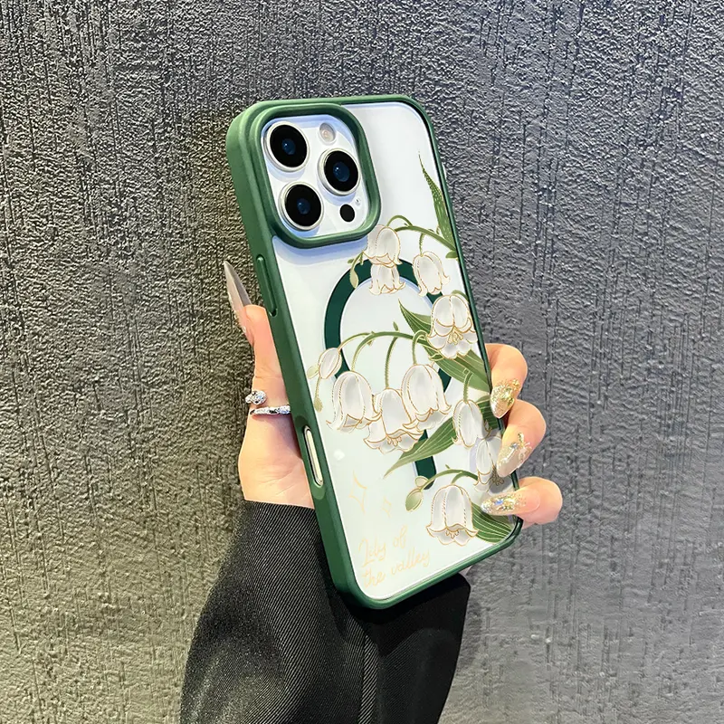 MagSafe-Compatible Valley Lily Flower Transparent TPU Cellphone Cover for iPhone 16 Pro Max,15 Plus,14,13,12,11,XS Max,XR,X - Lightweight, Shockproof, Scratch-Resistant, Non-Yellowing, Durable, Stylish Protection Casing, Accessory Gift Option