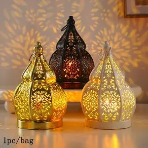 European Hollow Gourd Decorative Candle Holder, Moroccan Style Metal Iron Craft, Festival Atmosphere Decoration, Church Home Bar Restaurant Gift, Ambient Lighting, Home Accessories