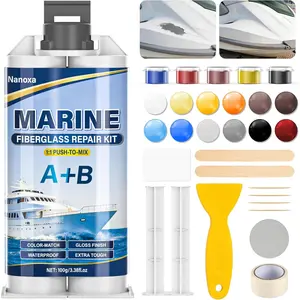 Marine Fiberglass Repair Kit, Gel Coat Repair Kit for Boats with Color Match, Fiberglass Boat Repair Kit, Weather-Resistant Epoxy Filler for Boats Fix Deep Cracks, Chips, Holes & Scratches2026