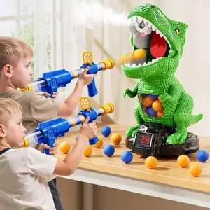 Movable Dinosaur Shooting for Toys Kids 4-6, Electronic Kids Target Games with 2 Air Pump Guns, LCD Score Record, Sound, 48 Foam Balls, Birthday Gifts for 3 4 5 6 7 8 9 Year Old Boys Girls
