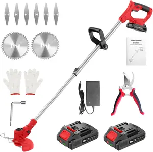 Cordless Weed Trimmer 21V Dual Blade Adjustable Pole String Edger