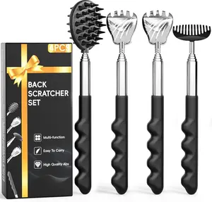 Easter Gift 4-Pack Versatile Telescoping Back Scratcher Set – Different Heads with Rubber Handles | Father’s Day, Gifts & Cool Gadgets for Men