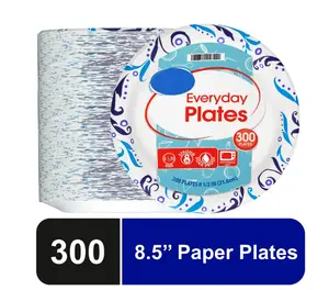 300ct Everyday Paper Plate, 8.5", Patterned for Disposable Use - Cookware medium paper