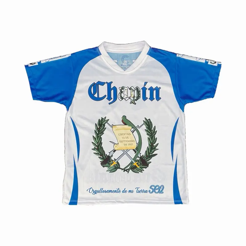 Chapina Guatemala Jersey Tradicional Onal Blue and White Design with Traditional Logo Nacional for Sports and Casual Wear