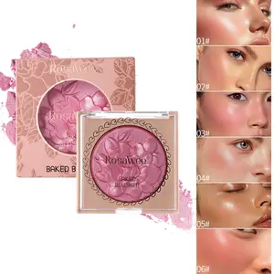 Highlighter Blush Duo, Silky Blendable Face Makeup for All-Day Wear, Glowing Baked Blush Palette for Natural Rosy Complexion