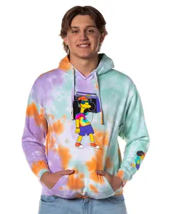The Simpsons Men's Otto Tie Dye Pullover Hoodie Sweatshirt (Large)