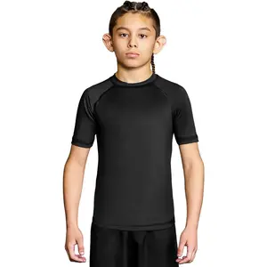 Sports Kids' Jiu Jitsu BJJ Rash Guard, Short Half Sleeve Compression Shirt for Youth Boys Girls Sports Nogi Training