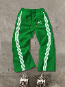 Men's Camo & Striped Print Straight Leg Sweatpants, Regular Fit Casual Street Comfy Pants for Daily Wear, Athleisure Style Bottoms, Men's Bottoms for Summer