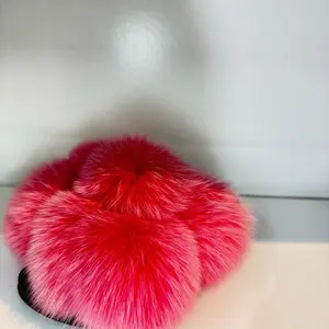 Women's Faux Fur Slides, Open Toe Cute Fur Slippers, Indoor or Outdoor Flipflop Stylish