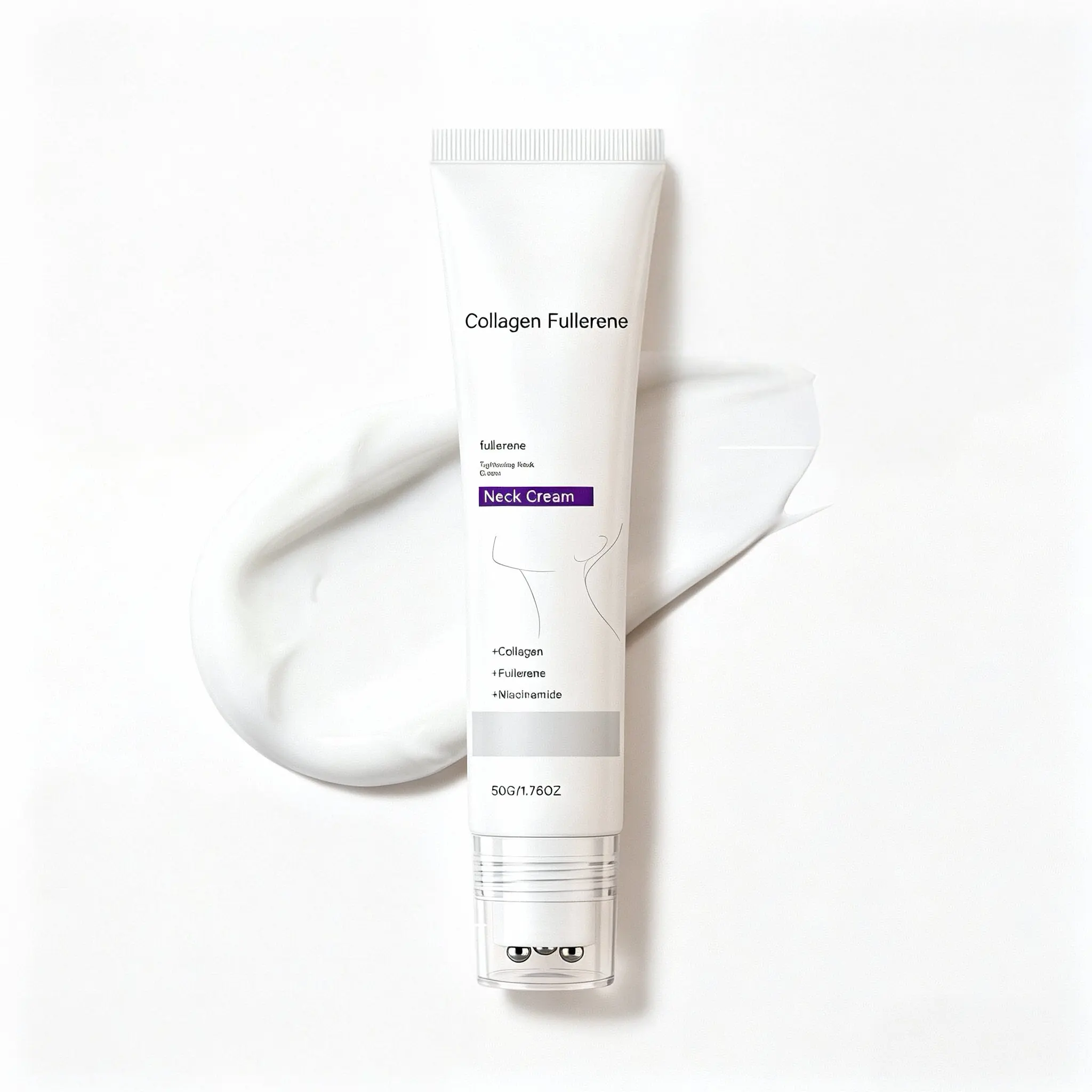 5-Roller Collagen Hydrating Firming Neck Cream 50g, Anti-Wrinkle Neck Moisturizer for All Skin, Improves Double Chin & Edema with Hyaluronic Acid, Vitamin C+E