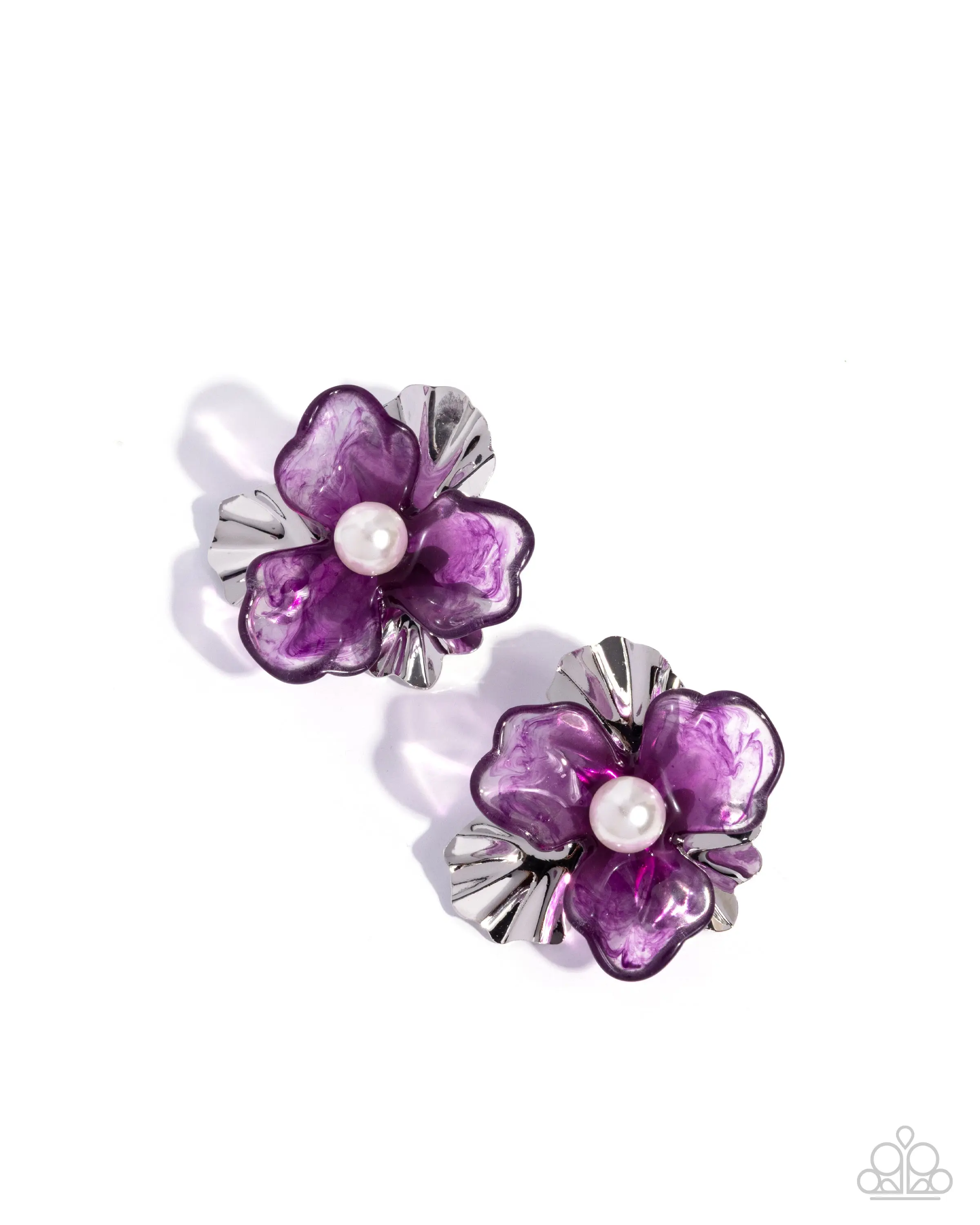 Frank Flowers - Purple Acrylic Post Earrings - Paparazzi