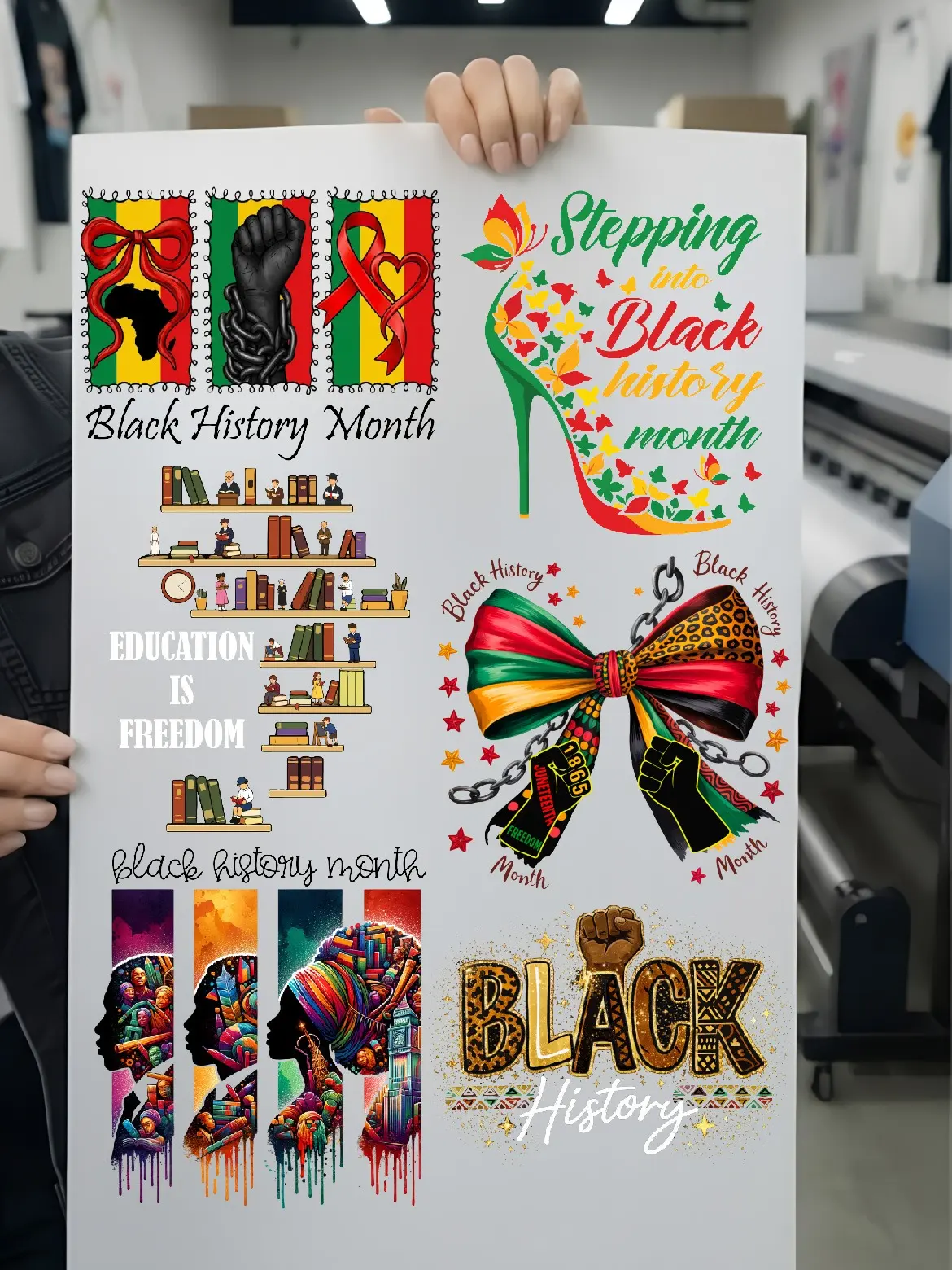 6 PCS Black History Month Designs Bundles DTF Transfers Ready To Press - Iron On Transfers Iron On Decals Vinyl Design, Juneteenth DTF Transfers Gang Sheet.