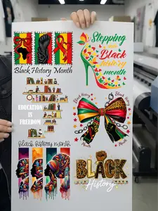 6 PCS Black History Month Designs Bundles DTF Transfers Ready To Press - Iron On Transfers Iron On Decals Vinyl Design, Juneteenth DTF Transfers Gang Sheet.