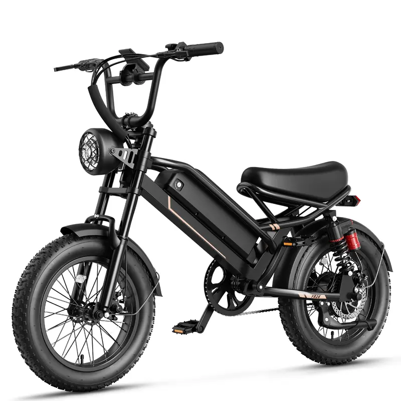 Yoloway YR16 16" Tire Frame Fat Tire Youth Electric Bike - 48V 12.5Ah Lithium Battery, 55 Miles Range, Full Suspens., 4 Shock Absorbers, Cruise Control, Compact Frame, All-Terrain Trail E-Biking for 4'9"-5'5" Riders (New Version)