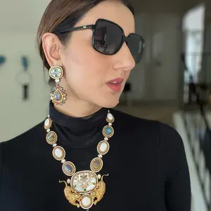 Sabyasachi Inspired Necklace Set with Multi Stones for Women