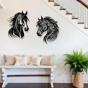 Horse Head Design Wall Decor, Iron Art Hanging Piece, Home Living Room Bedroom Wall Decoration, Holiday Party Supplies, 1 Piece