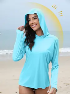 Women's UPF 50+ Sun Protection Lightweight Hoodie, Long Sleeve SPF Shirt, Outdoor Athletic Running Hiking Fishing T-Shirt