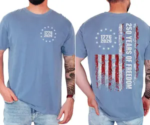 Comfort Colors Retro USA 250 T-Shirt, 250 Years of Freedom, Celebrate 250th Anniversary Shirt USA Flag Tee 4th of July Shirt Patriotic Gift