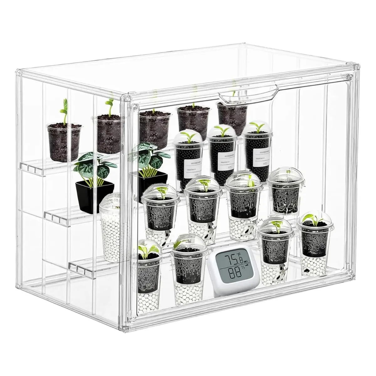 4 Tier Indoor Mini Greenhouse – Portable Plant Grow Tent with Magnetic Door & Adjustable Shelves