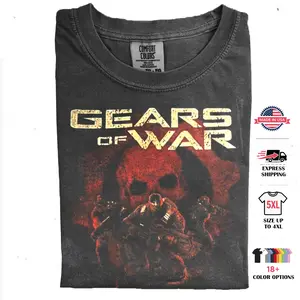 The Vintage Gears of War Comfort Color Tee Y2K Video Game Graphic Tshirt Ring Spun Cotton Casual Soft Washed T-Shirt Trendy Tops for Perfect Gift
