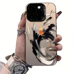 Ink Wash Wave Pattern Case 2026 for iPhone 17 16 Pro Max 15 Plus 14 13 12 11 Air XR XS E Shockproof Drop Protection Durable PC Lightweight Anti-Fall Anti-Scratch Stylish Ink Art Design Slim Fit Hard Phone Cover for Men Women