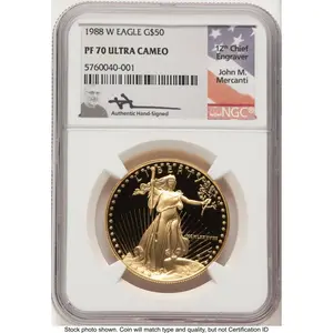 Modern Bullion Coins (1988-W Proof Gold Eagle 1 oz John Mercanti)