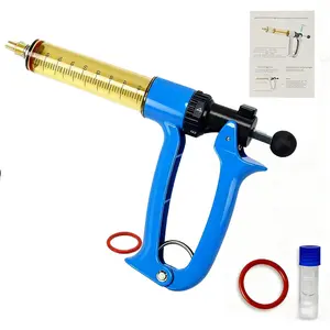50ML Semi Automatic Livestock Syringe for Cow Goat Cattle Sheep Pig, 5 Gears Adjustable Continuous Repeating Injection, Veterinary Cattle Vaccine Luer Lock Syringe