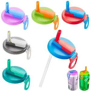 Reusable Soda Can Lids with Silicone Straws (4-Pack) – Leak-Proof Covers for Seltzer, Juice & Drinks | Kid-Friendly Style