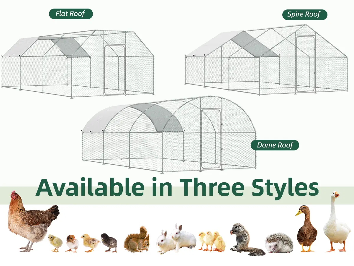 AECOJOY Extra Large Metal Chicken Coop with Waterproof Cover, Walk-in Poultry Run Cage for Yard Backyard Farm, Suitable for 15-20 Chickens Ducks Geese