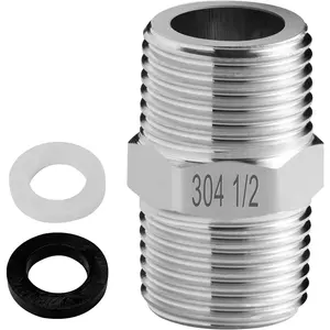 Shower Hose Adapter-Shower Hose Extension, 1/2 to 1/2 Shower  Adapter,  to Connect Two Hoses, 304 Solid Stainless Steel Hose Fitting.
