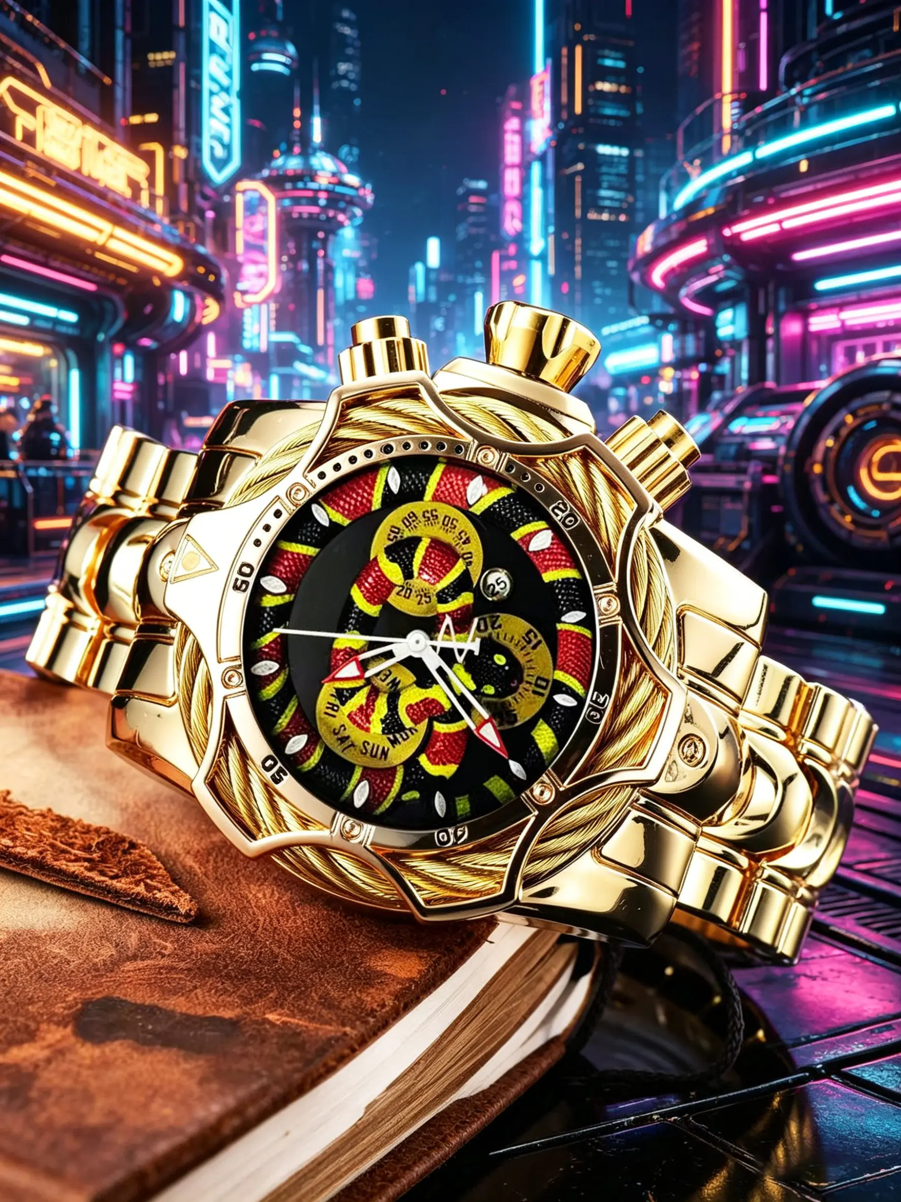 Sharp Snake Large Size Sport Men's Quartz Analog Wristwatch, Steel Cable Design, Metal Strap, Precise and Stable Movement, Multi-Scene Accessory, Analog Quartz Watches