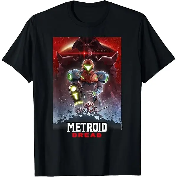 Women's Short-Sleeve Casual Cotton Samus Power Armor Print T-Shirt - Metroid Hero Streetwear, Space Explorer, Alien Worlds Intergalactic Hunter Energy, TikTok Viral Fit, Shortsleeve, Top, Tshirt