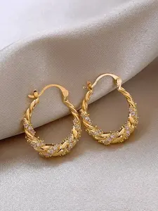 Women's Elegant Twist Design Hoop Earrings, High Quality Earrings, Fashion Jewelry for Party, Everyday Accessories, Trendy All-match & Exquisite Jewelry for Birthday Gift