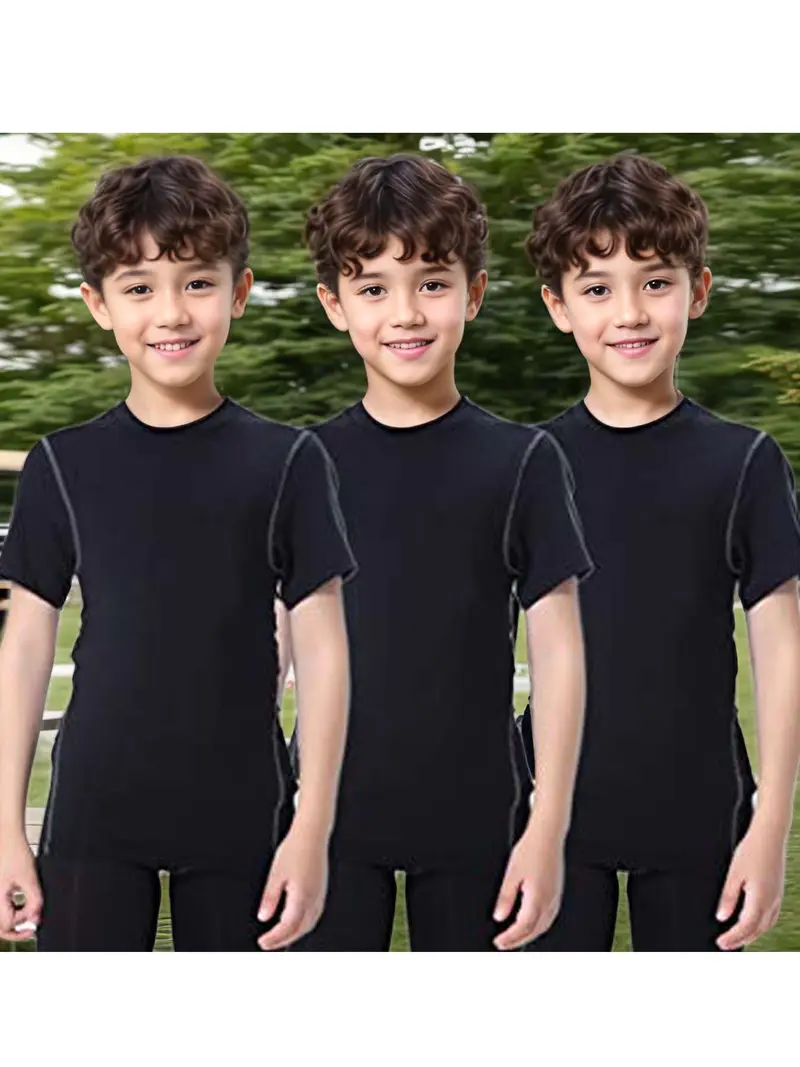 Boys Compression Shirt Short Sleeve Youth Basketball Football Undershirt Kids boys&girls Quick Dry Athletic Soccer Base Layer T-Shirt