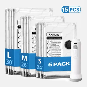 【Summer Vibes】[2026 Upgraded]X7 Cordless Travel Vacuum Bag SetVacuum Bags for Travel withRechargeable air Pump, 15 Pack Carry-on Size Compression Packing Bags forLuggage and Suitcase, Space Saver forClothes and Clothing Travel ZipperPouches Organiser