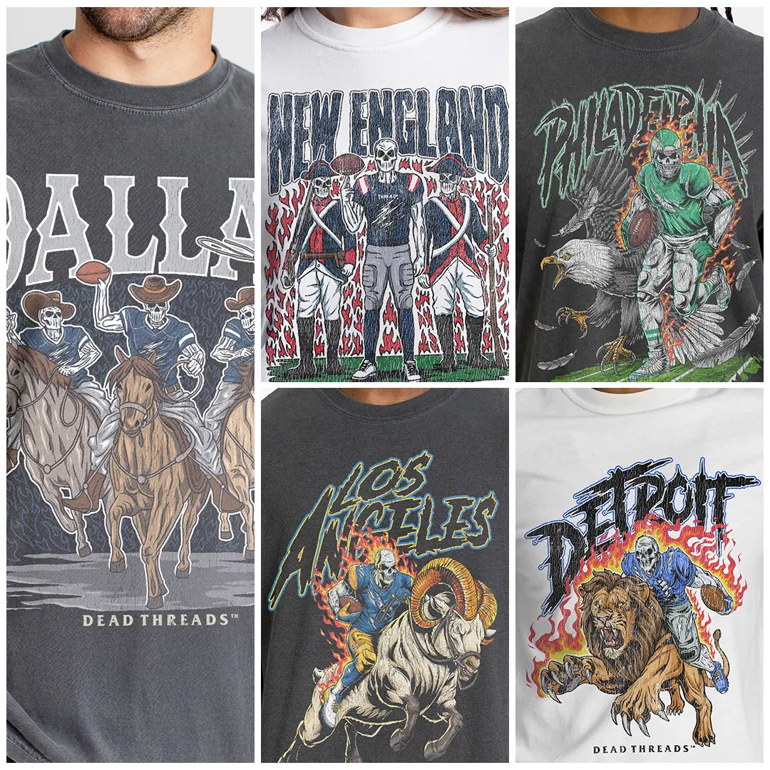 Skeleton Football T-shirt - DEAD THREADS ORIGINAL - Relaxed, Regular Unisex Fit for Gamedays