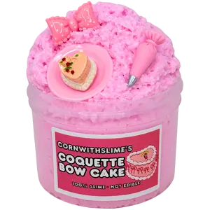 Coquette Bow Cake 8oz Slime Snow Fizz Texture Scented Raspberry Lemon Cake