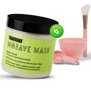 Trademark Mojave Mask with Facial Spa Kit 100% Bentonite Clay Mask Pore Refining Prevents Acne Natural Oil Absorber Mixing Bowls Face Applicator Skincare Face Mask Gentle Spot Treatment Skin Repair