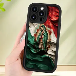 Creative  Vintage Virgin Mary Phone case for iPhone 16 Pro Max 15 Plus 14 13 12 11 XR XS Full Body Protection Shockproof Soft Silicone Cover iphone  15  pro  max  case black iphone case