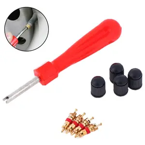 1 set of tire valve repair kit 4 valve core 4 valve cover 1 valve rod screwdriver tire repair tool, suitable for cars, motorcycles, buses, trucks, Car Repair Tools
