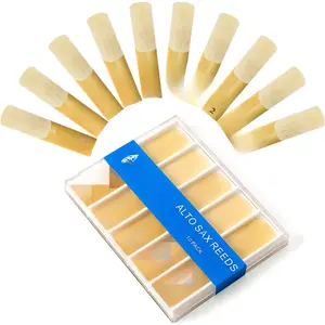 Alto Saxophone Reeds 10 Pack, Strength 2.0, Traditional Alto Sax Reeds with Portable Case, Thinner Reed Tip & Unfiled Cut Design, Reeds for Alto Saxophone Beginners & Students
