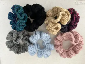 Crochet Scrunchie - Soft Fabric Scrunchie for Versatile Use with Unique Crochet Design and Sparkling Appeal