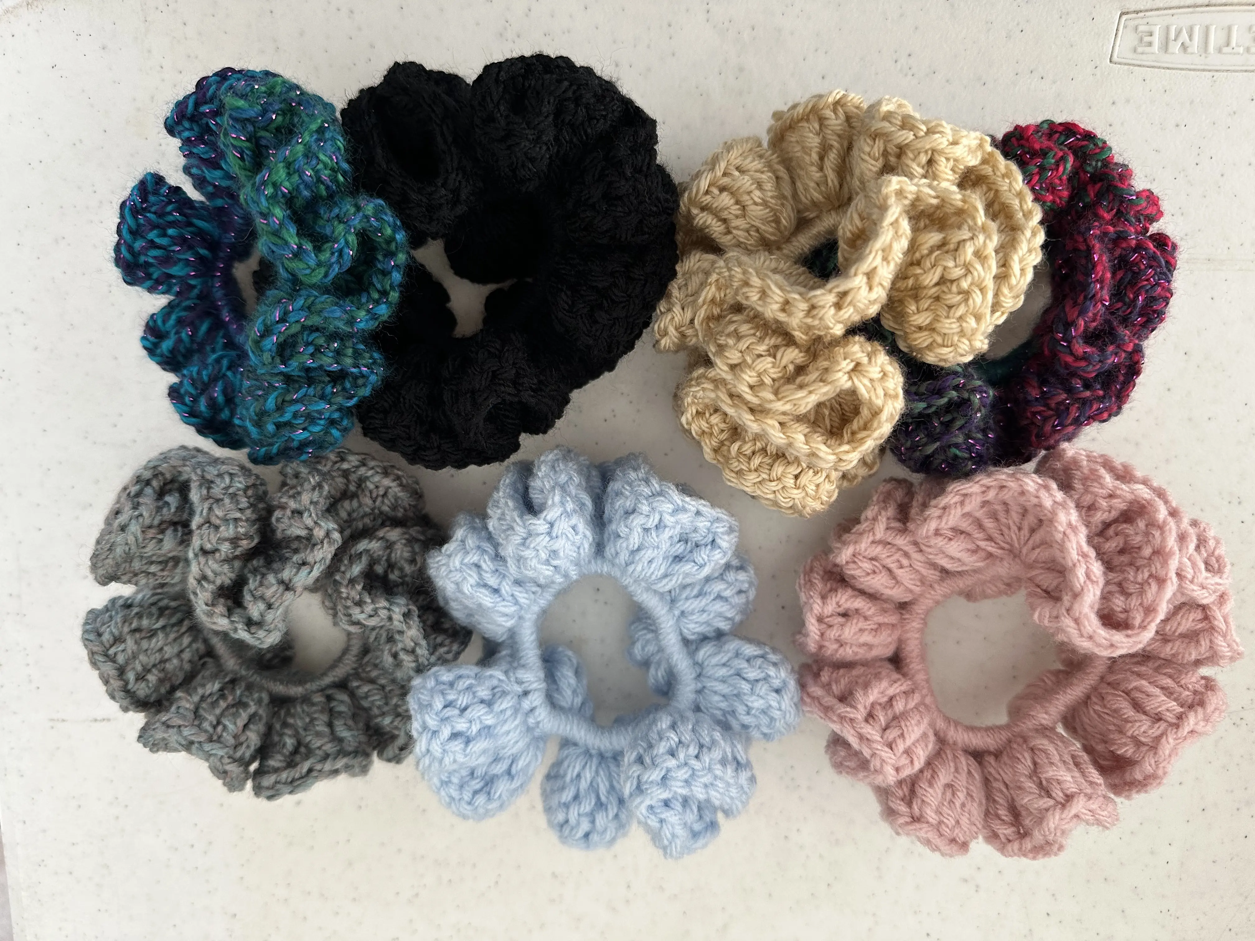 Crochet Scrunchie - Soft Fabric Scrunchie for Versatile Use with Unique Crochet Design and Sparkling Appeal