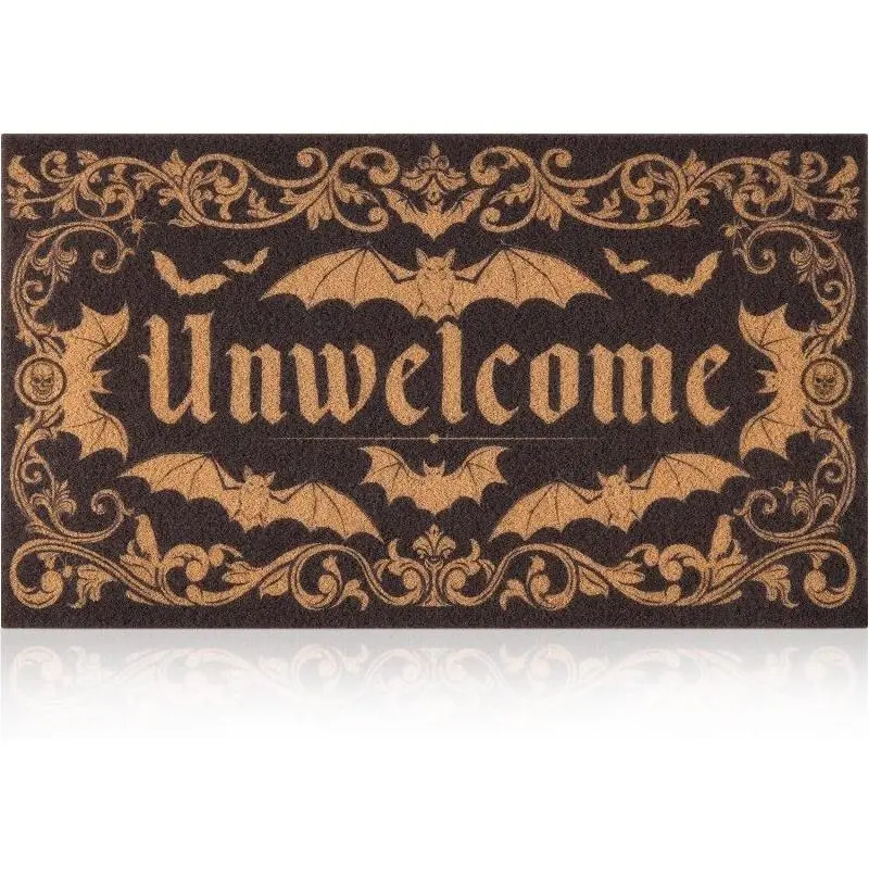Halloween Dark Bat Design Unwelcome Door Mat, Entrance Mat, Plush Comfortable Welcome Decorative Rug for Home Entryway, Perfect for Living Room & Bedroom Decor, Soft Floor Mat