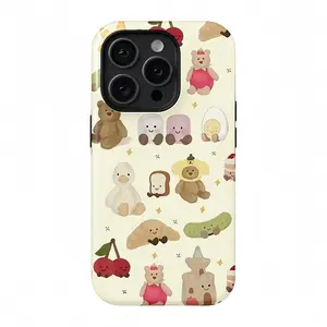 Teddy Bear Cute Food Pattern Cute CartoonBread Pattern Phone Case,  Design cover foriphone 16 15 14 13 12 11,  Dynamic, Energetic,TrendyDurable Cover for iPhone
